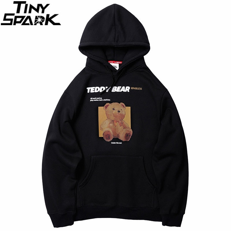 Teddy Bear Print Retro Hoodie