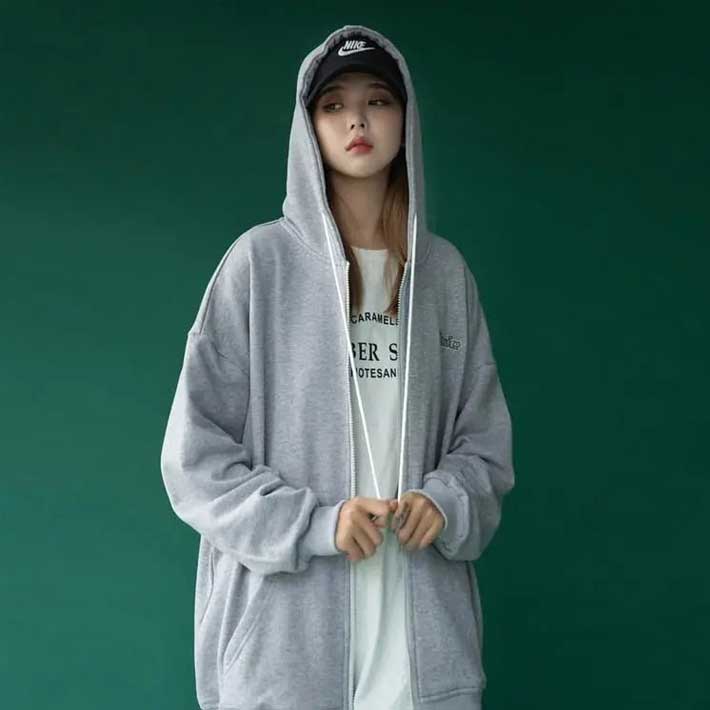 Korean Loose Zippered Hoodie