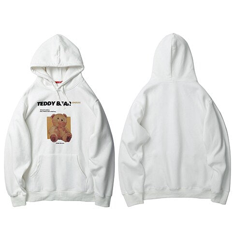 Teddy Bear Print Retro Hoodie