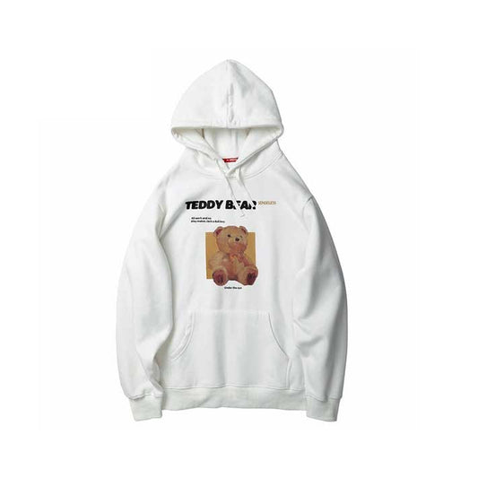 Teddy Bear Print Retro Hoodie