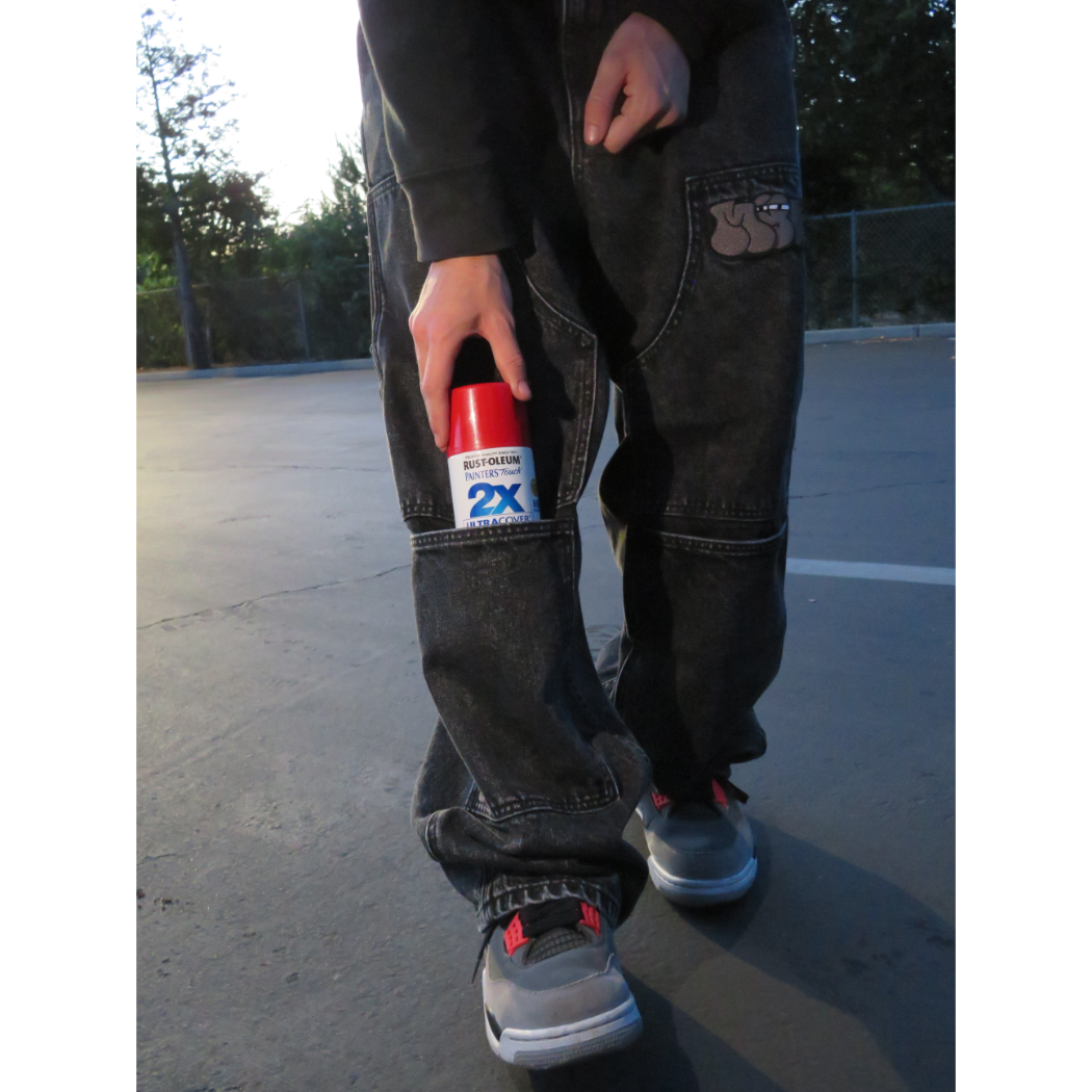 Baggy Denim Double Knee Pants
