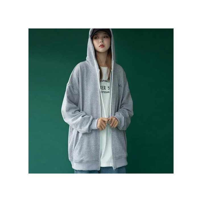Korean Loose Zippered Hoodie