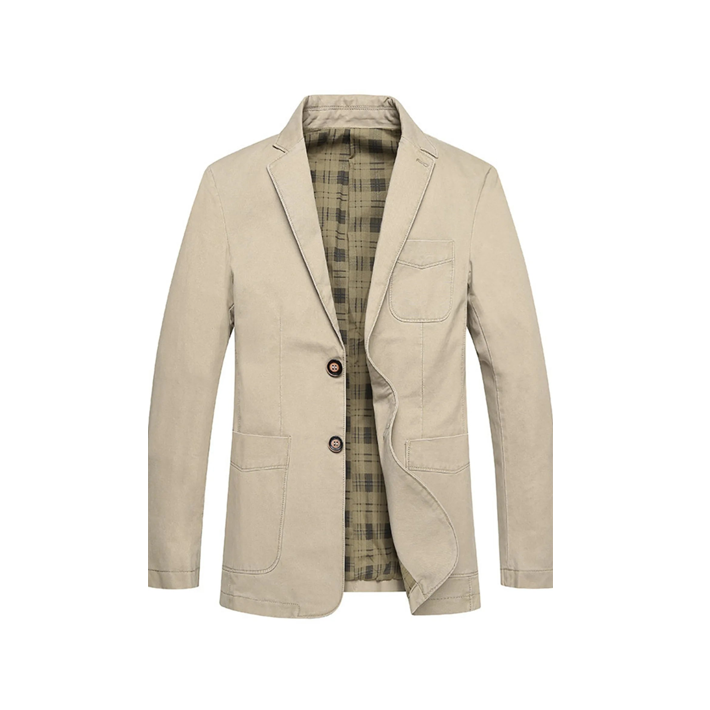 Casual Button Up Blazer with Plaid Lining