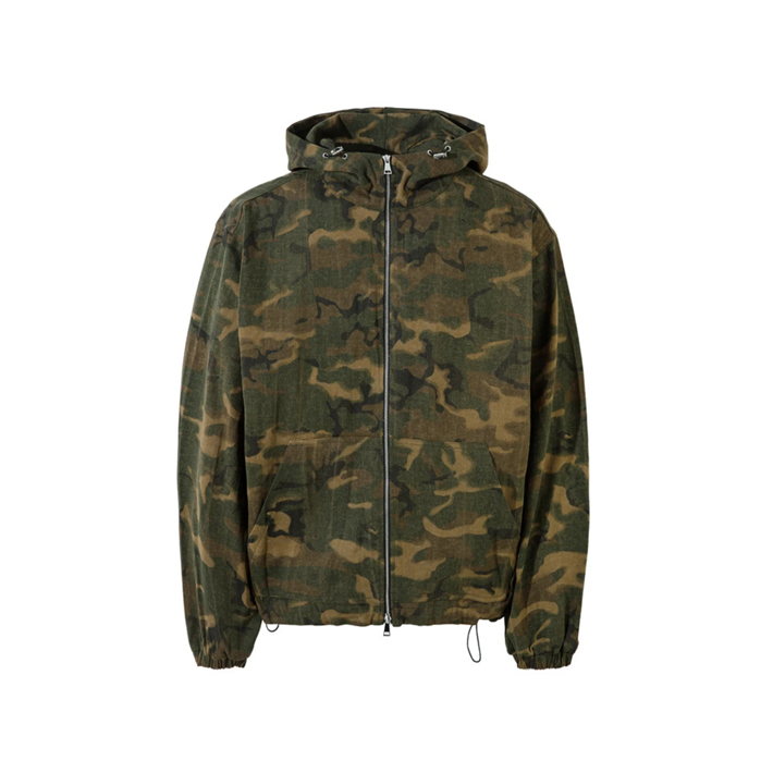 Camo Zip Up Hooded Windbreaker