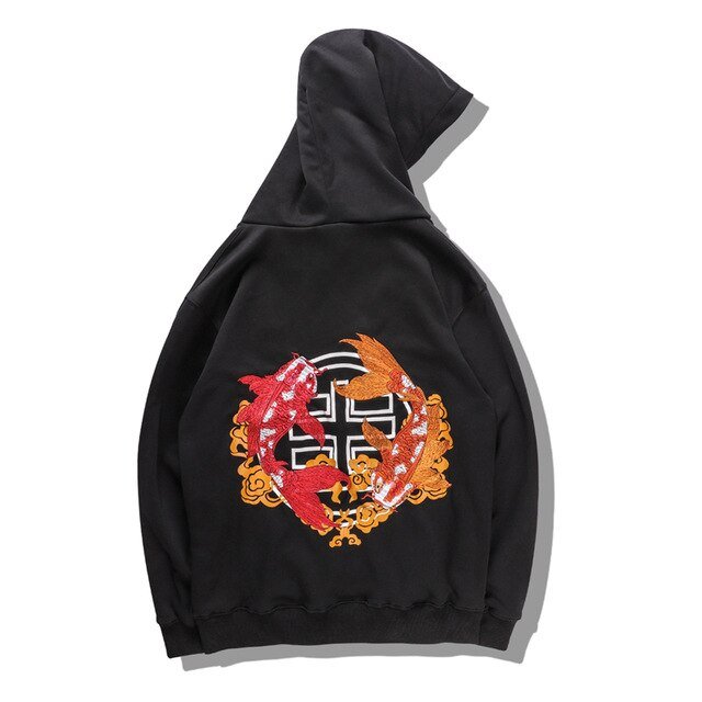 Carp Koi Embroidered Hoodie