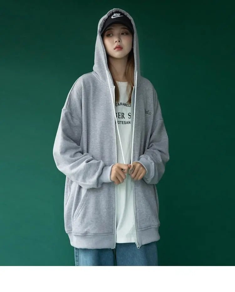 Korean Loose Zippered Hoodie