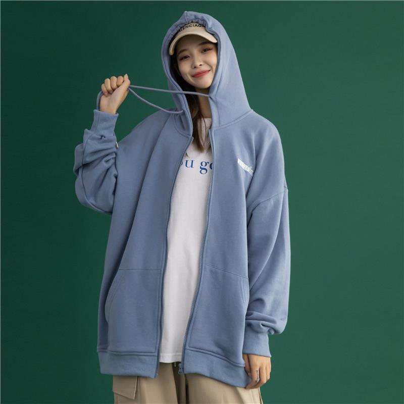 Korean Loose Zippered Hoodie