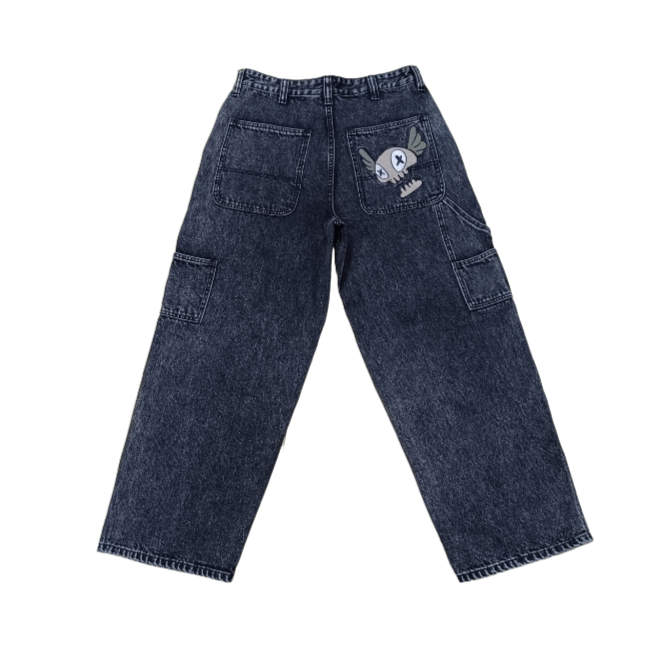 Baggy Denim Double Knee Pants