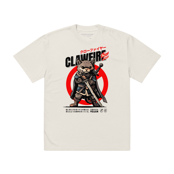 Clawfire Oversized Faded Cat T-Shirt