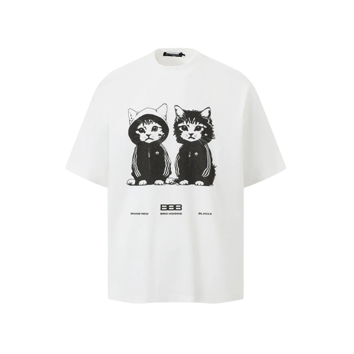 Cat Graphic Round Neck T-Shirt
