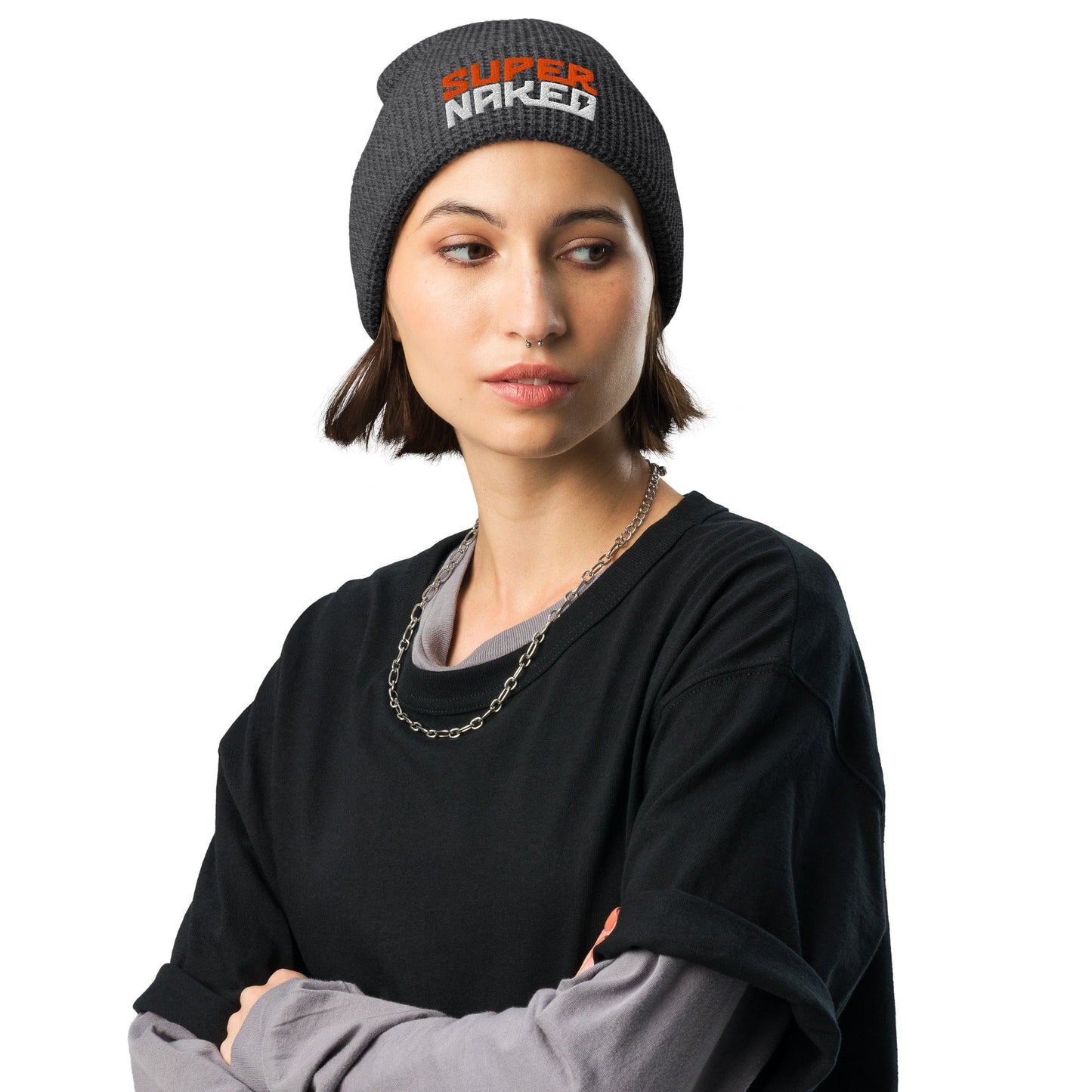 SUPERNAKED Stacked Knit Waffle Beanie